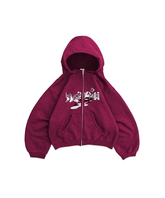 RASPBERRY ZIP-UP HOODIE