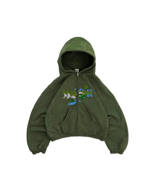 FROG GREEN ZIP-UP HOODIE
